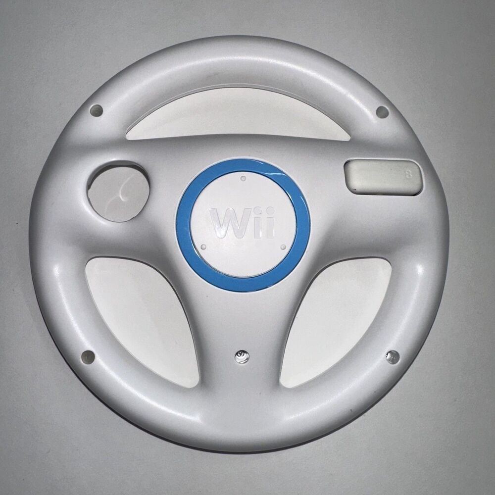 Nintendo Wii White Racing Steering Wheel For Mario Kart RVL-024 Genuine OEM Whit